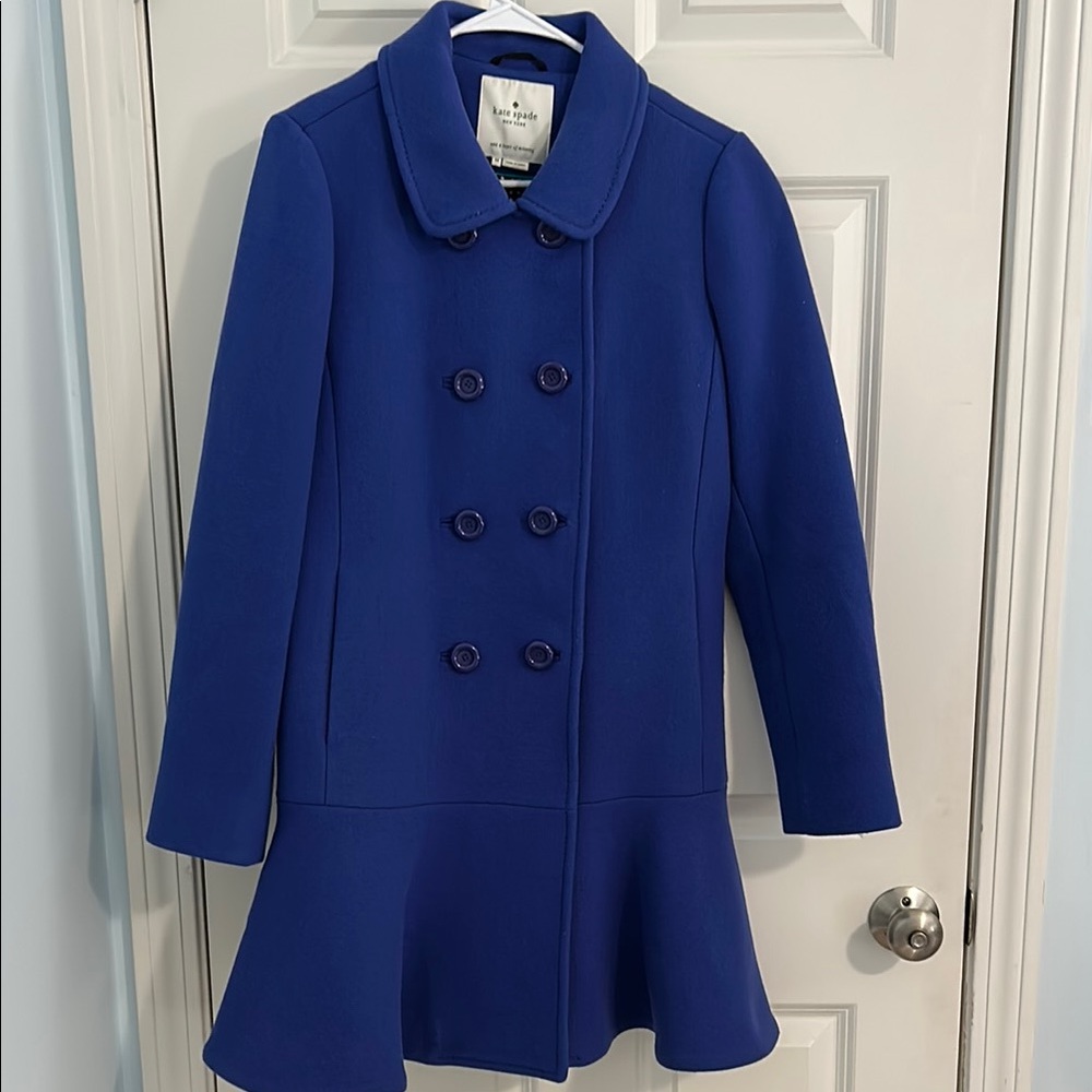 Kate Spade New York Blue Pea Coat Wool Blend